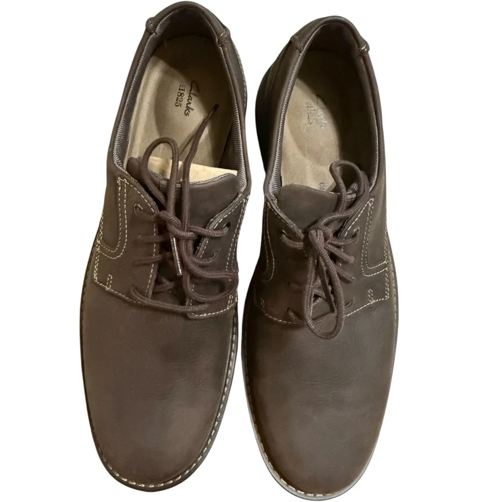 NIB Clarks Cushox Pace Mens 13 M Dark Brown Nubuck Leather Oxford Shoes Comfort